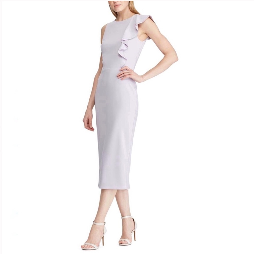 NWT Ralph Lauren Ruffle Trim Crepe Dress 6